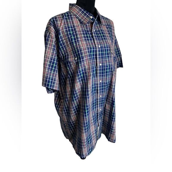 NWT WRANGLER MENS 2XL PLAID BUTTON UP SHIRT SHORT SLEEVE PEARL BUTTONS - Picture 4 of 11